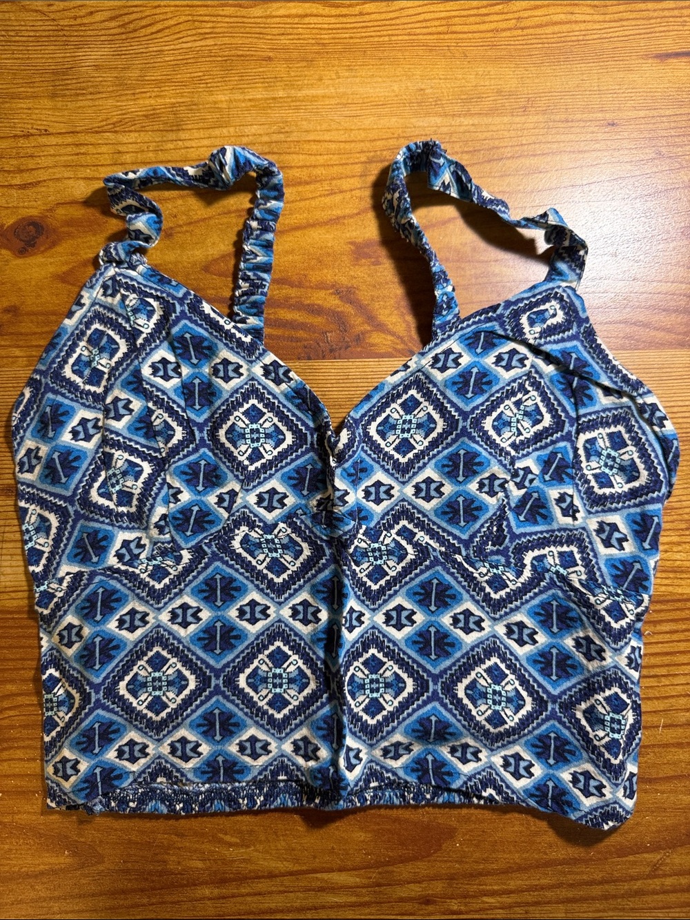 Hollister Blue Geometric Cropped Tank